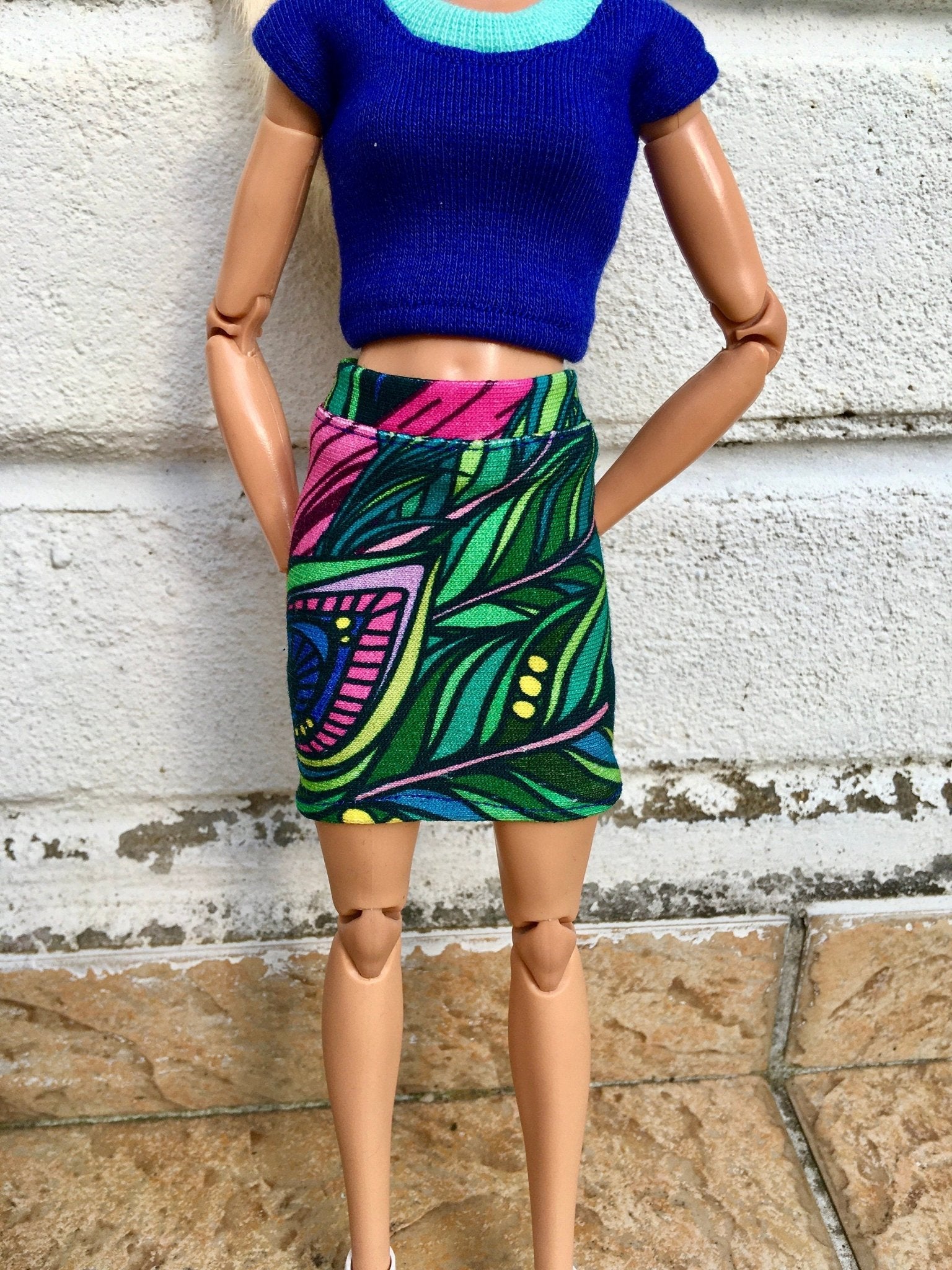 Foliage Colorful Print Skirt for Dolls 1/6-scale, 11.5 Inch