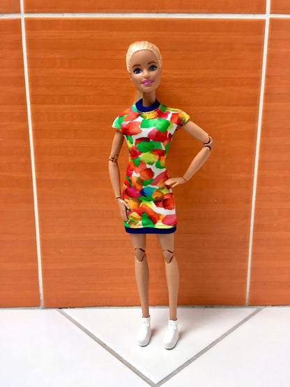 Vivid Colorful T-shirt Dress for Doll 1/6-scale, 11.5 Inch 