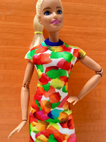 Vivid Colorful T-shirt Dress for Doll 1/6-scale, 11.5 Inch