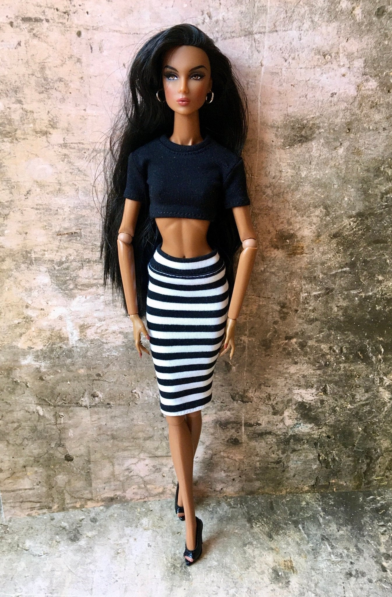 Contrast Striped Tube Midi Skirt for NuFace Integrity Toys Doll 12.5"