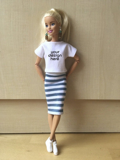 Coast Custom Print Boat Neck T-shirt for Doll 1/6-scale, 11.5 Inch