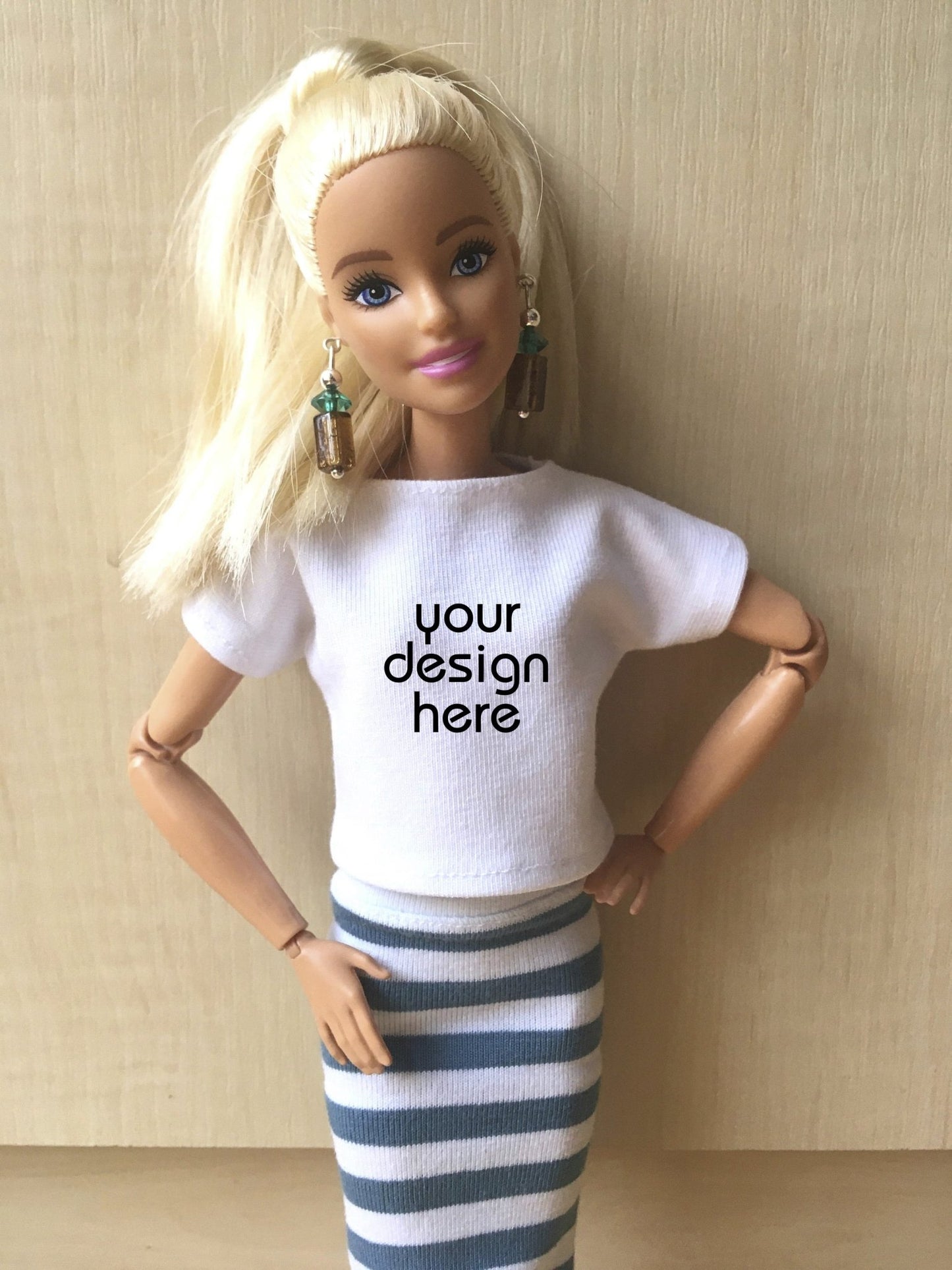 Coast Custom Print Boat Neck T-shirt for Doll 1/6-scale, 11.5 Inch
