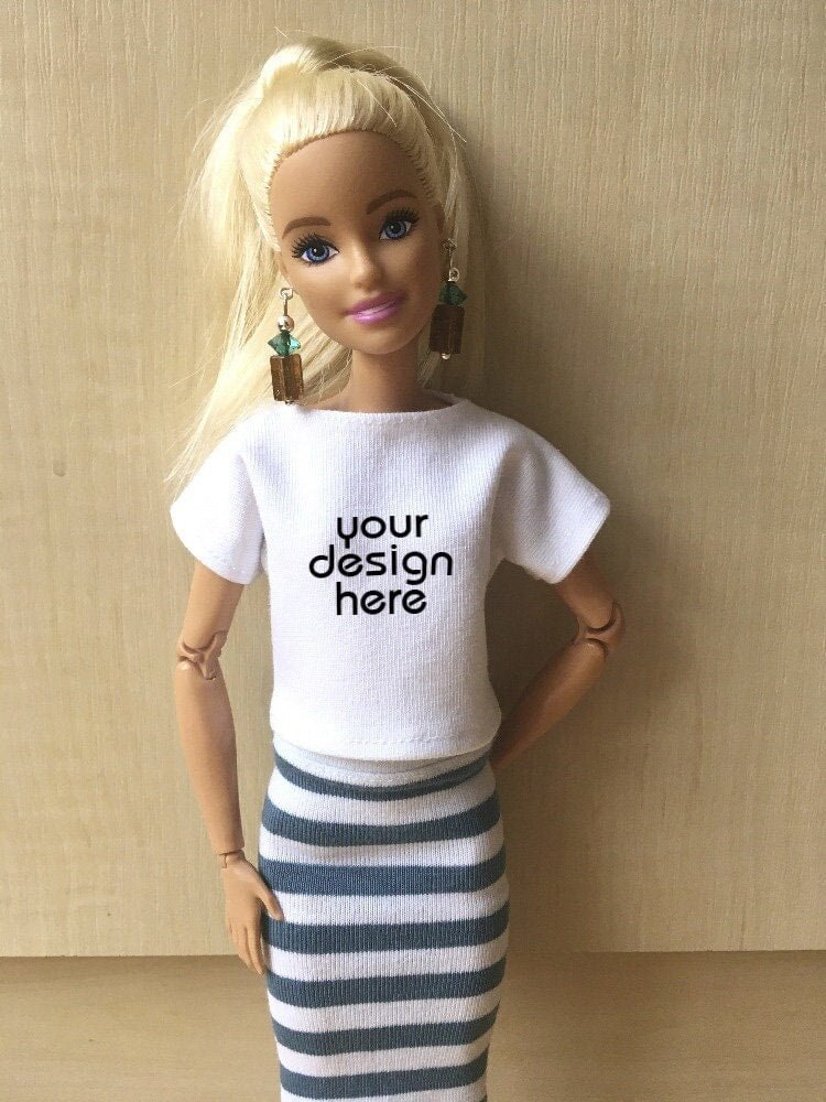 Coast Custom Print Boat Neck T-shirt for Doll 1/6-scale, 11.5 Inch