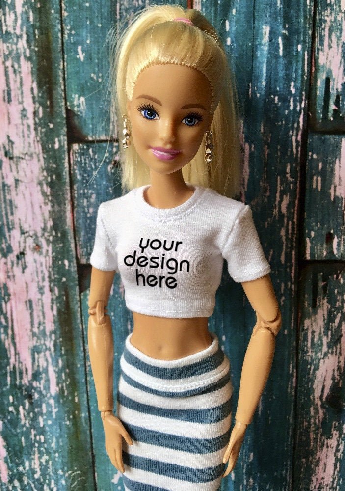 Staple Custom Print Crop T-shirt for Dolls 1/6-scale, 11.5 Inch, many colors