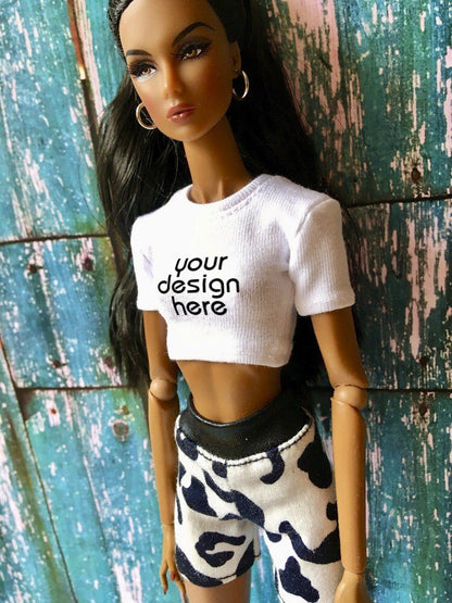 Staple Custom Print Crop T-shirt for NuFace Integrity Toys Doll 12.5"