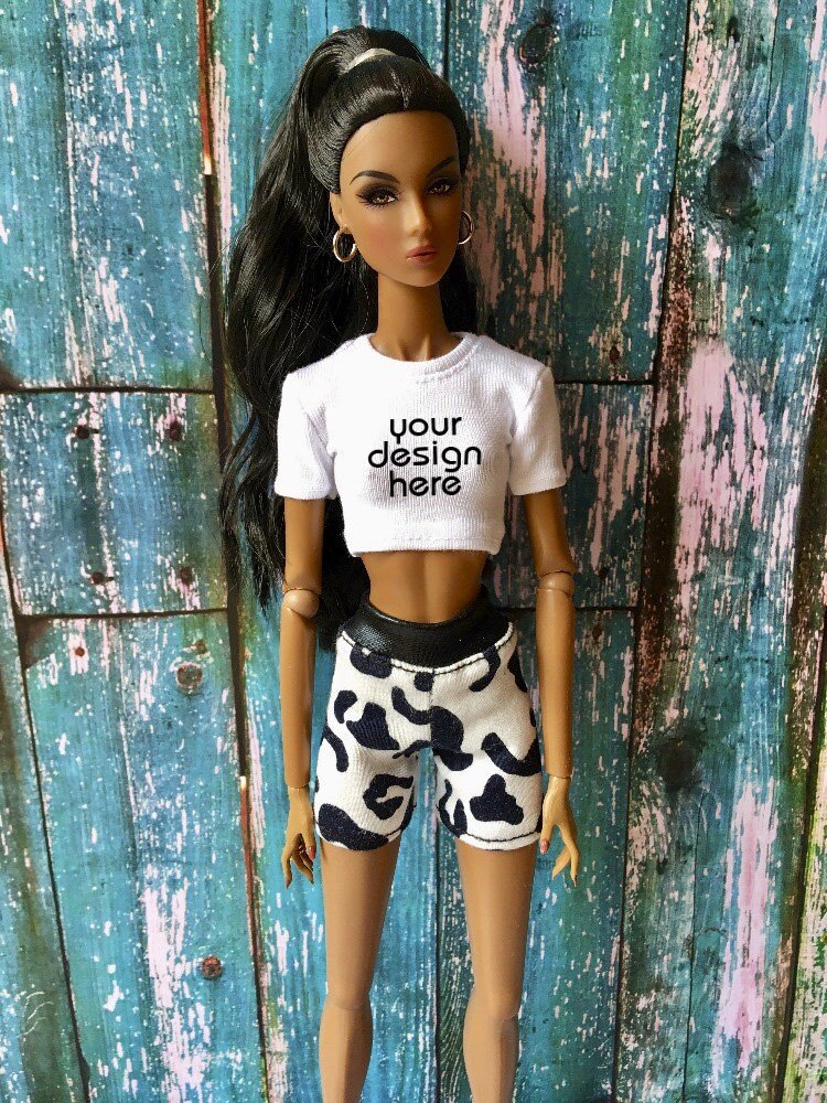 Staple Custom Print Crop T-shirt for NuFace Integrity Toys Doll 12.5"