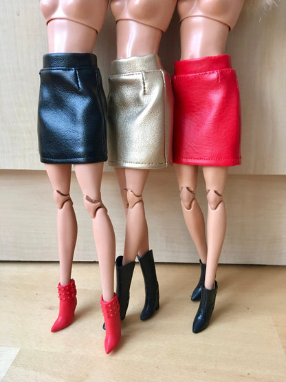 Raven Faux Leather Pencil Skirt for Doll 1/6-scale, 11.5 Inch, 3 colors