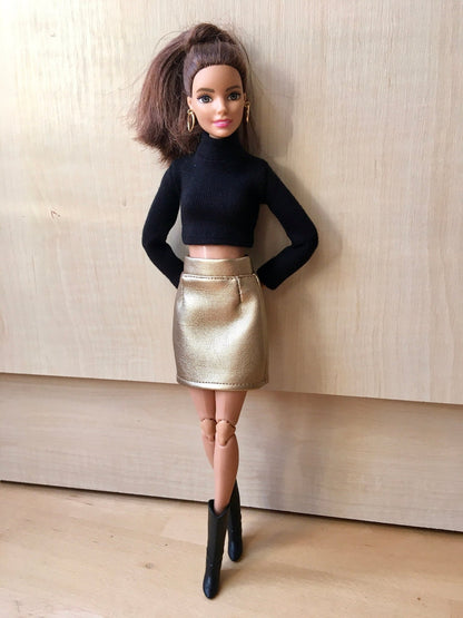 Raven Faux Leather Pencil Skirt for Doll 1/6-scale, 11.5 Inch, 3 colors