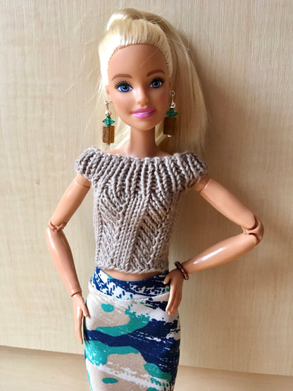 Chevron Knit Boat Neck Top for Doll 1/6-scale, 11.5 Inch, many colors