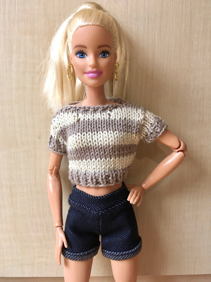 Knit Striped Crop Sweater for 11.5" 1/6 Scale Fashion Dolls - www.bouutique.com