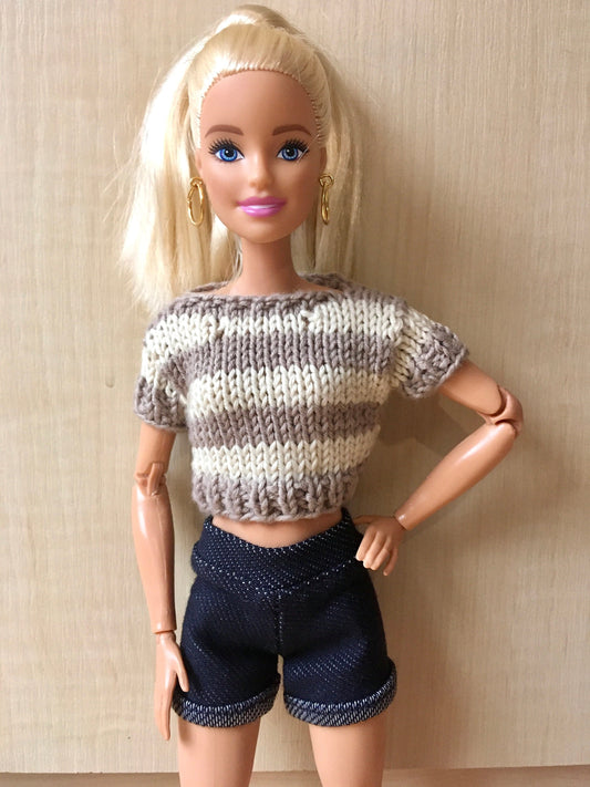 Knit Striped Crop Sweater for 11.5" 1/6 Scale Fashion Dolls - www.bouutique.com