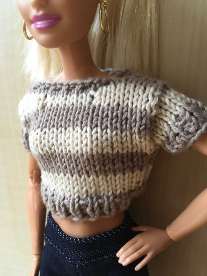 Knit Striped Crop Sweater for 11.5" 1/6 Scale Fashion Dolls - www.bouutique.com