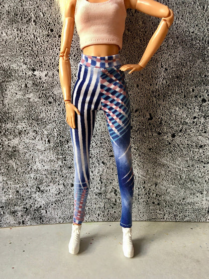 Motion Print Long Leggings for Dolls 1/6-scale, 11.5 Inch