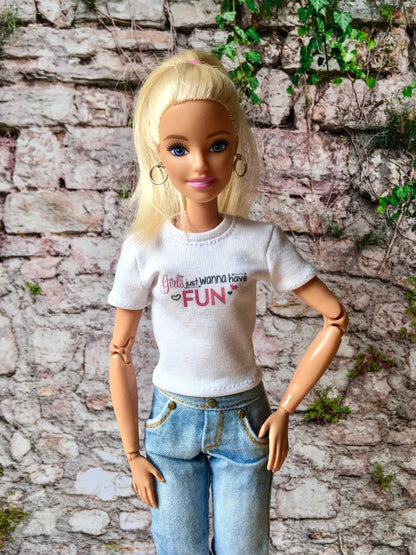 Vital Print T-shirt "Fun" Design for Doll 1/6-scale, 11.5 Inch