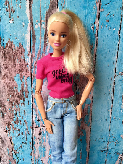 Vital Printed T-shirt with "good vibes only" Design for Doll 1/6-scale, 11.5 Inch