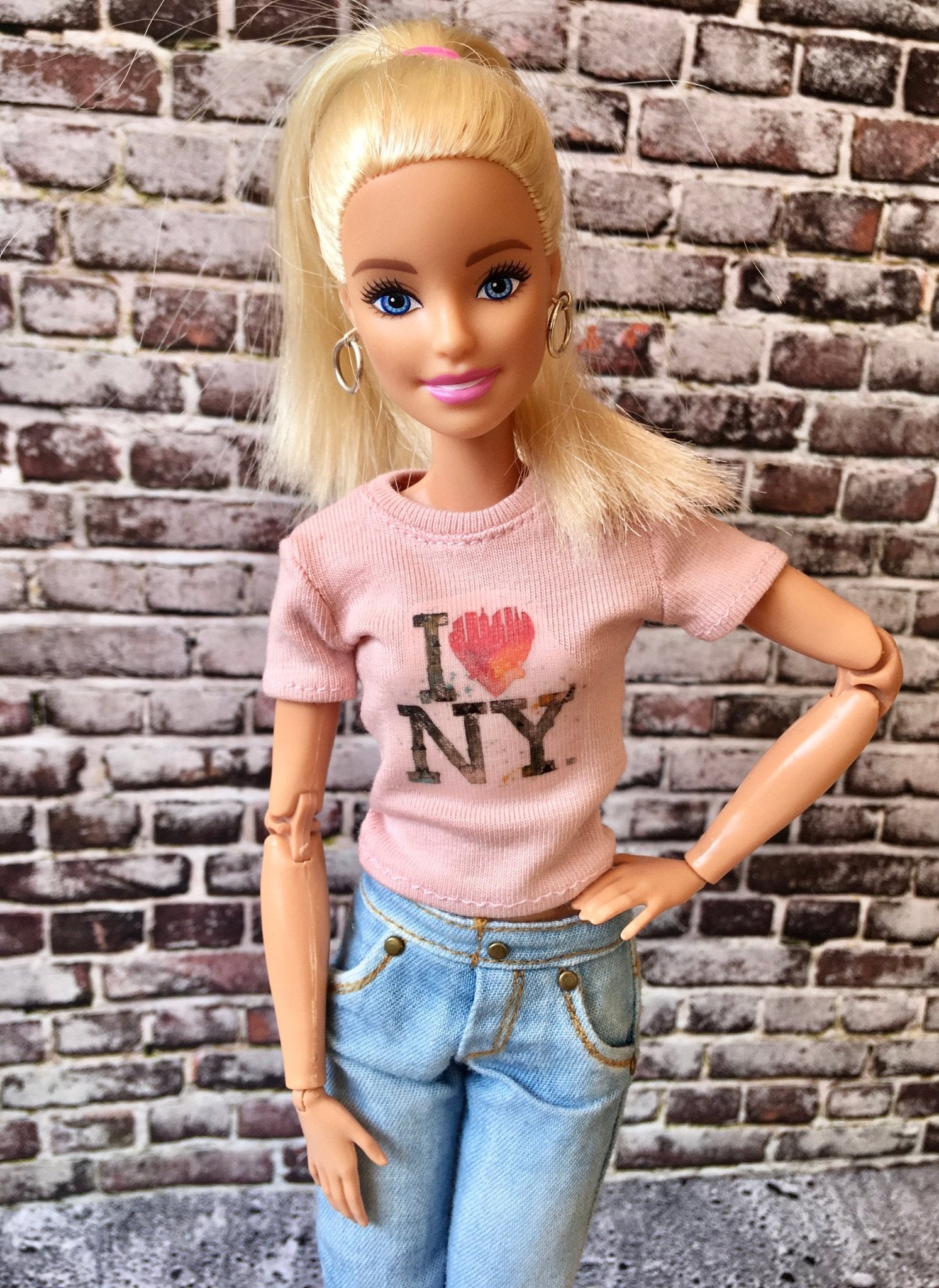 Vital Print T-shirt with "I Love NY" Design for Doll 1/6-scale, 11.5 Inch