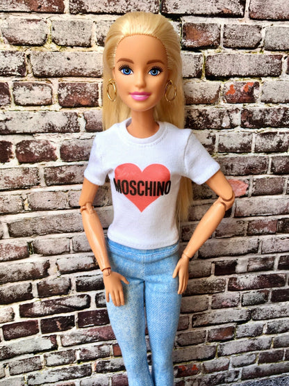 Vital Print T-shirt "Love" Design for Doll 1/6-scale, 11.5 Inch