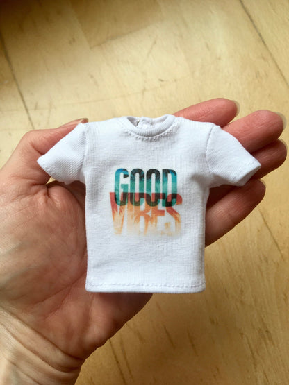 Vital Print T-shirt "good vibes" Design for Doll 1/6-scale, 11.5 Inch