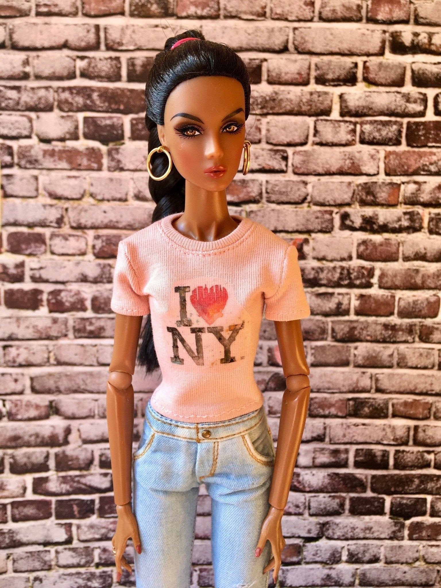 Vital Print T-shirt "I Love NY" Design for NuFace Integrity Toys Doll 12.5"