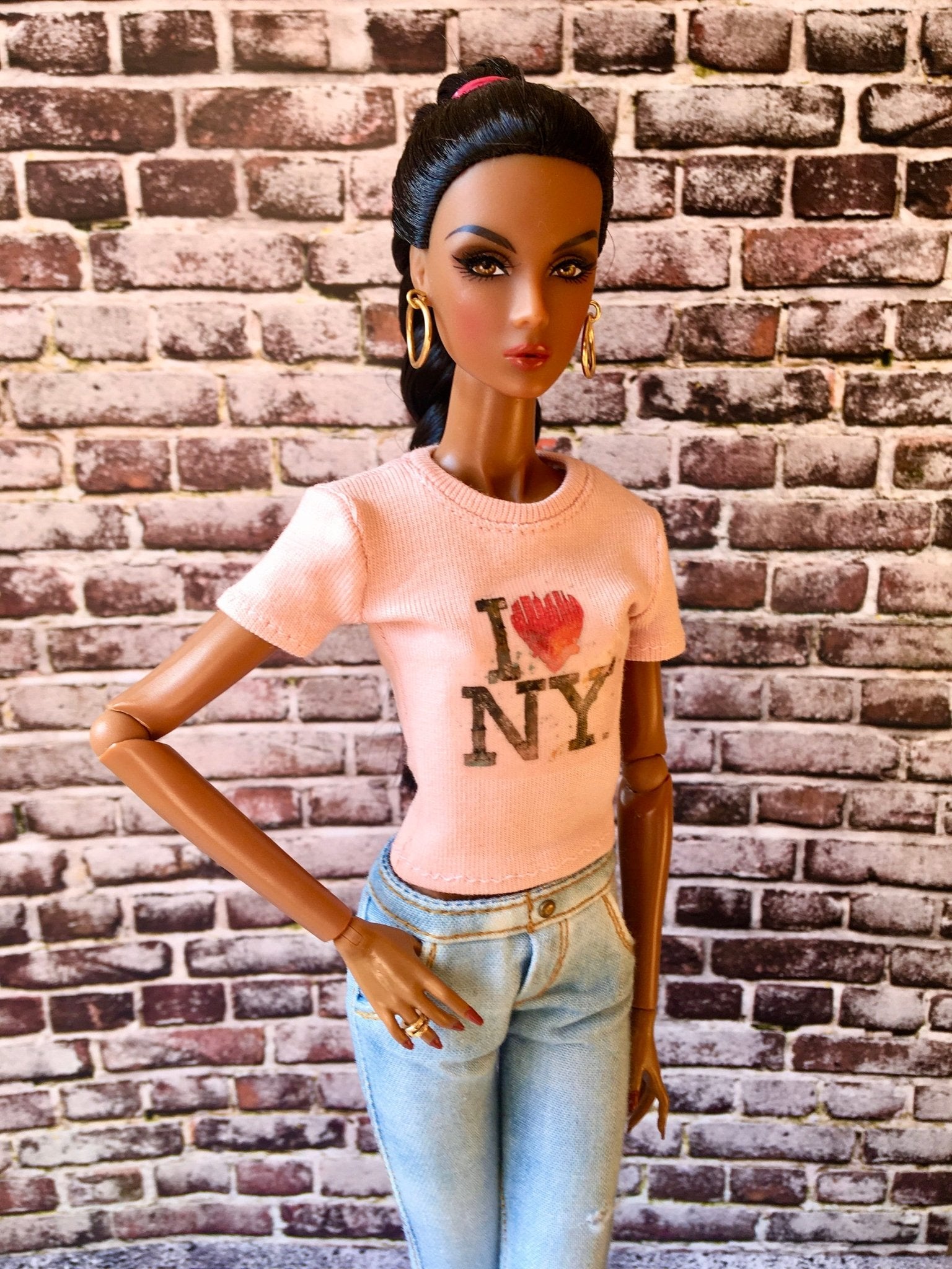Vital Print T-shirt "I Love NY" Design for NuFace Integrity Toys Doll 12.5"