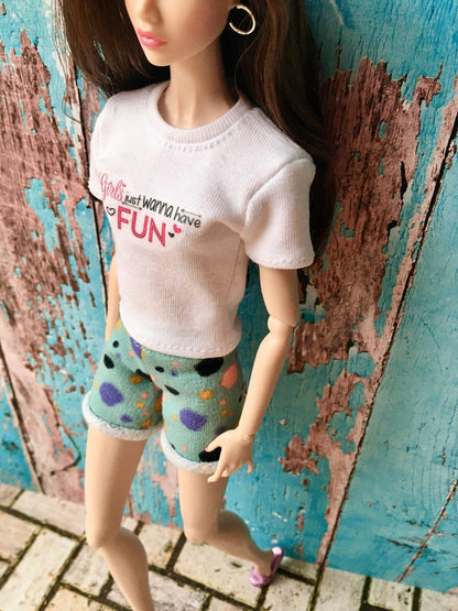 Vital Print T-shirt "Fun" Design for Poppy Parker Dolls, many colors 