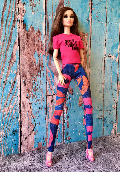 Vital Print T-shirt "good vibes only" Design for Poppy Parker Doll, many colors