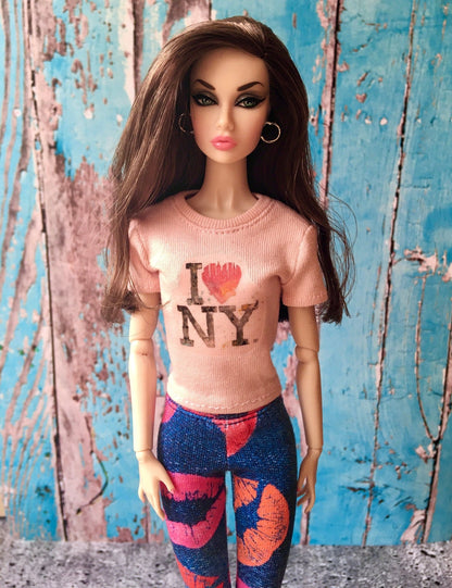 Vital Print T-shirt "I Love NY" Design for Poppy Parker Doll, many colors