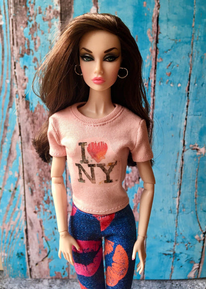Vital Print T-shirt "I Love NY" Design for Poppy Parker Doll, many colors
