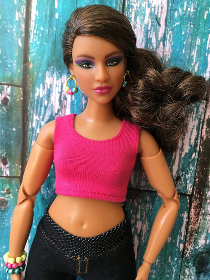 Seed Trio Bead Ring Gold Earrings for Dolls 1/6-scale, 12"