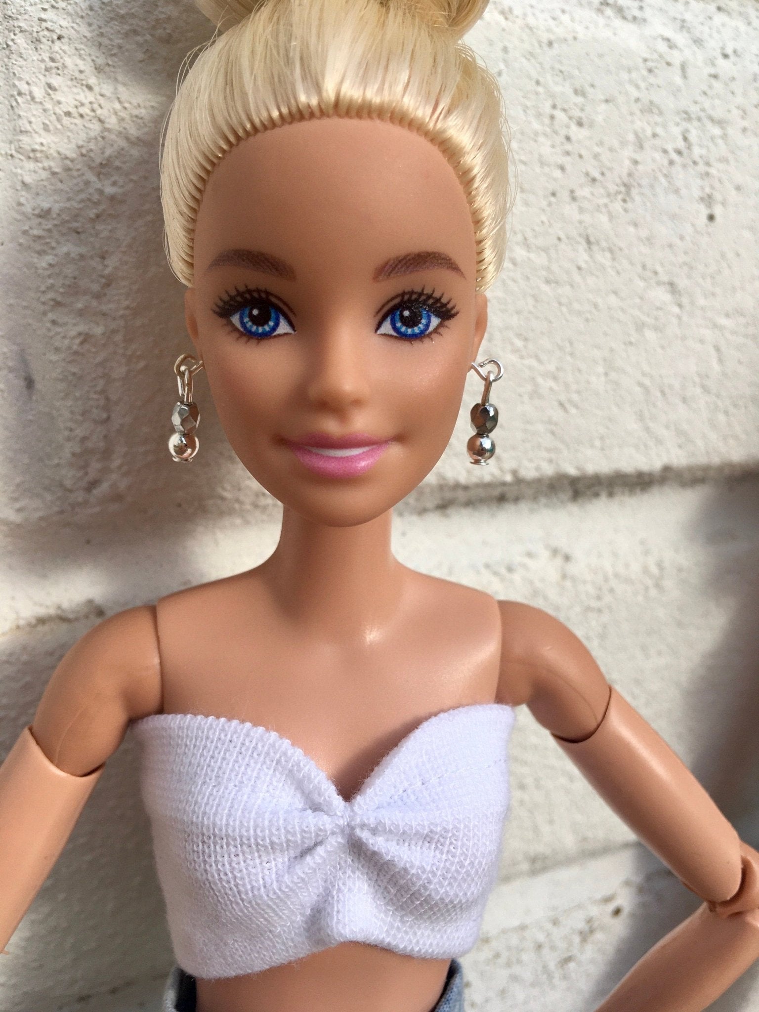 Drops Silver Beads Earrings for Dolls 1/6-scale, 12" 