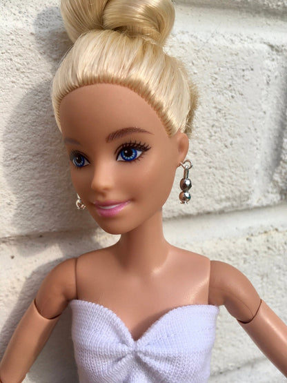 Drops Silver Beads Earrings for Dolls 1/6-scale, 12"