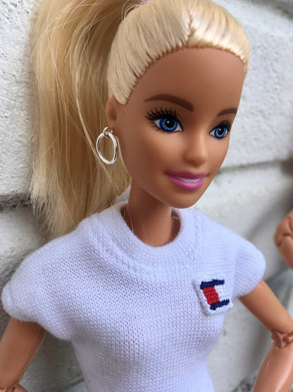 Hoop Silver Ring Earrings for Dolls 1/6-scale, 12"