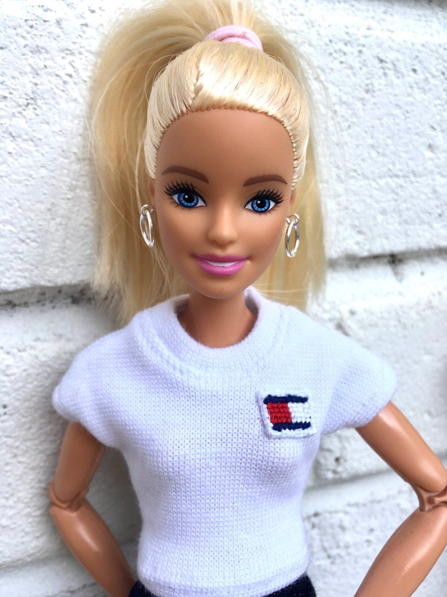 Hoop Silver Ring Earrings for Dolls 1/6-scale, 12"