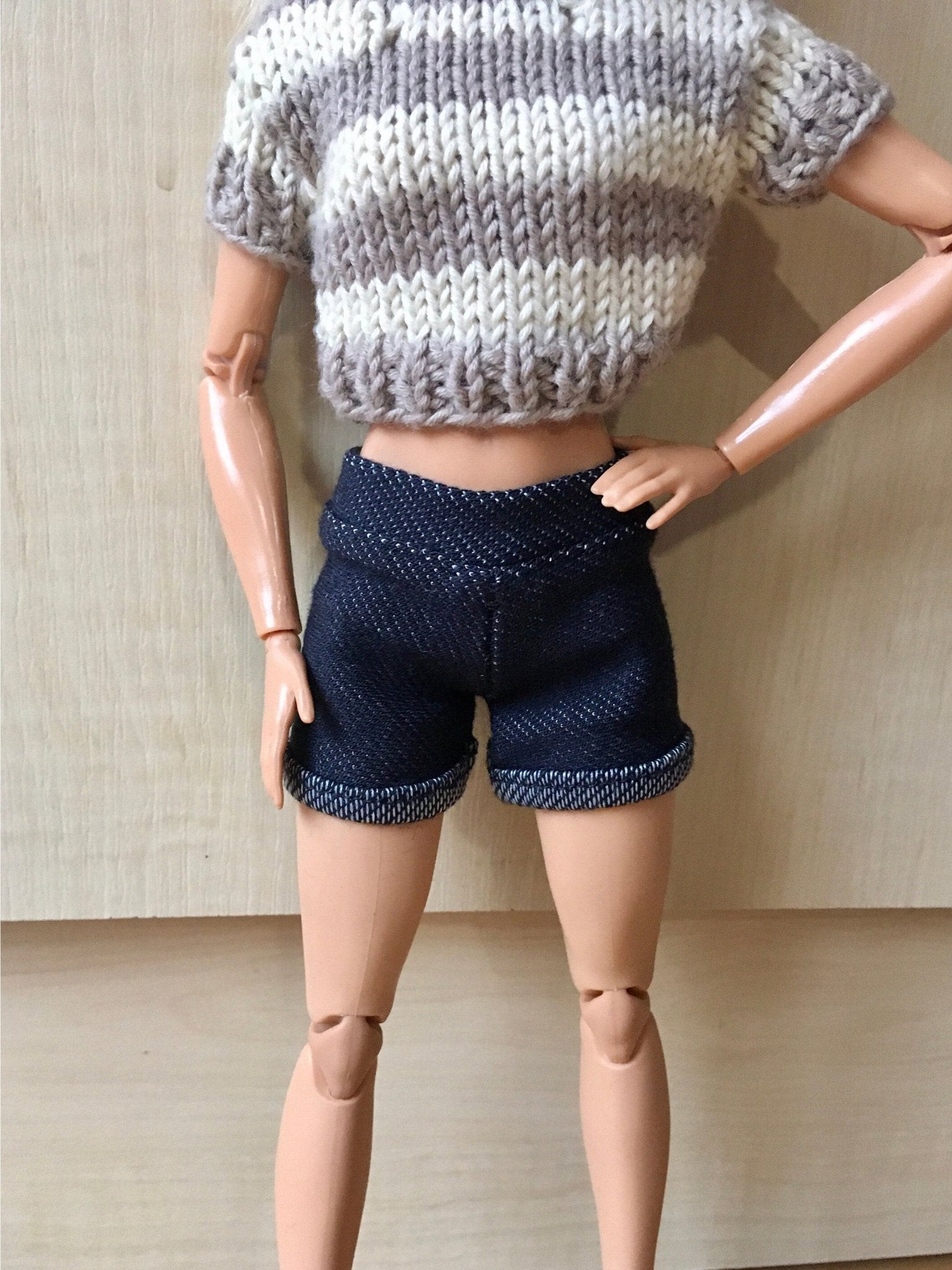 Deep Stretch Denim Shorts for Doll 1/6-scale, 11.5 Inch 