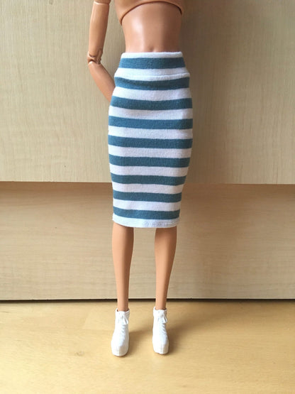 Teca Striped Tube Midi Skirt for Doll 1/6-scale, 11.5 Inch