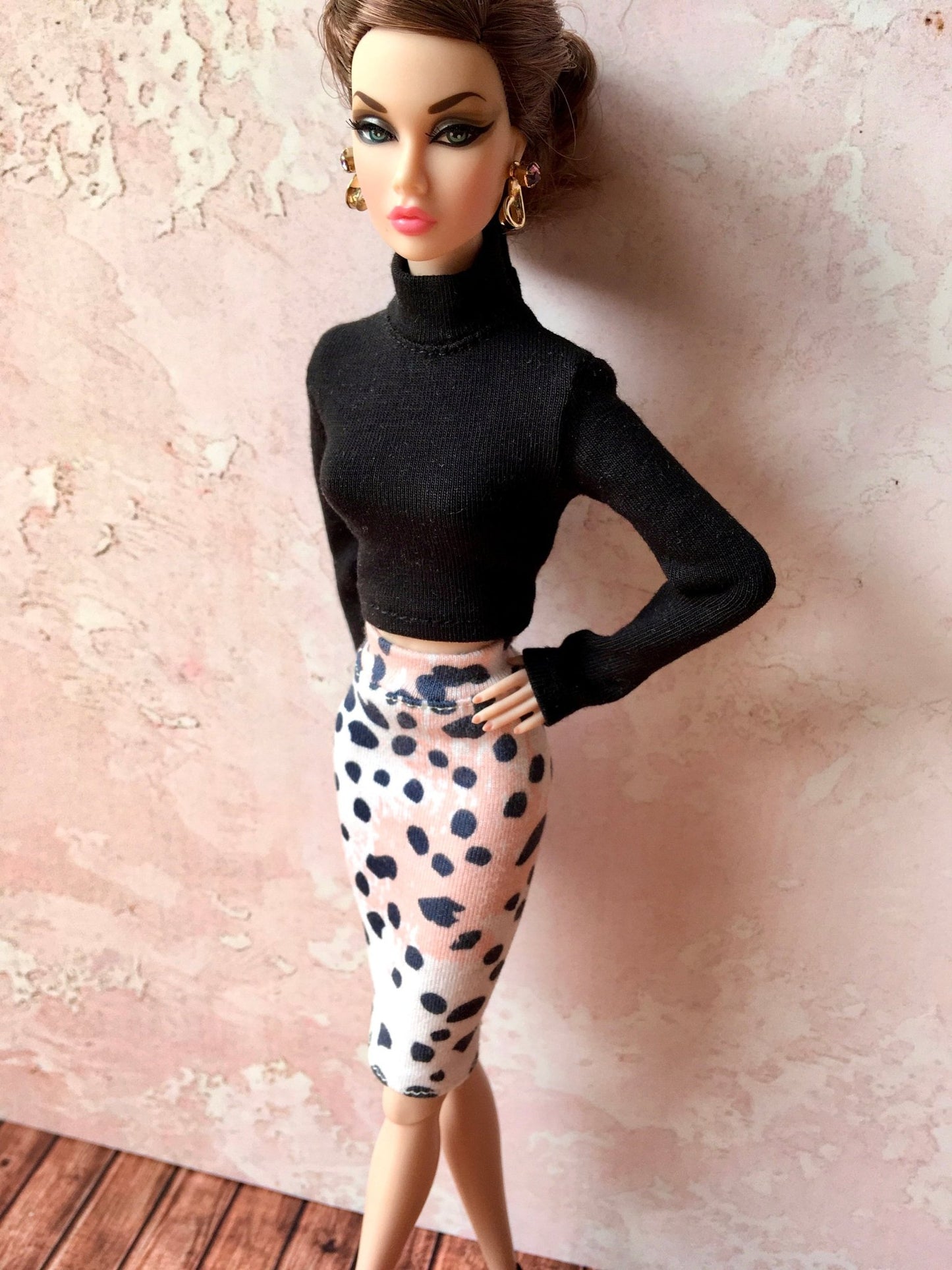 Snug Thin Long Sleeve Turtleneck Crop Top for Poppy Parker Doll, many colors
